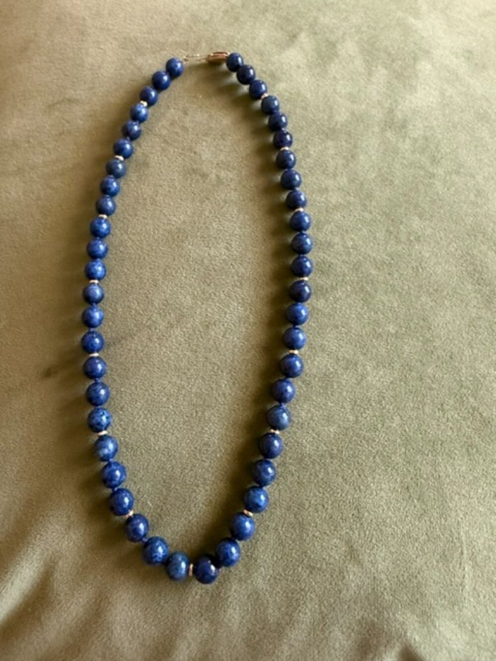 14k Gold Beaded Lapis Lazuli Necklace
